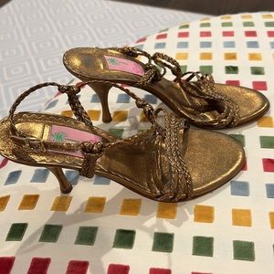 Lily Pulitzer gold heels size 7 1/2